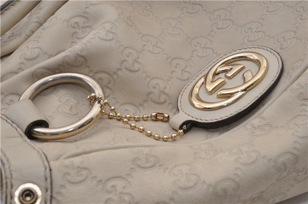 Authentic GUCCI Guccissima Sukey Shoulder Tote Bag GG Leather 211944 Ivory 1941F