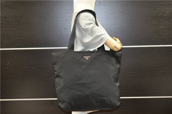 Authentic PRADA Vintage Nylon Tessuto Shoulder Tote Bag Black 1941G