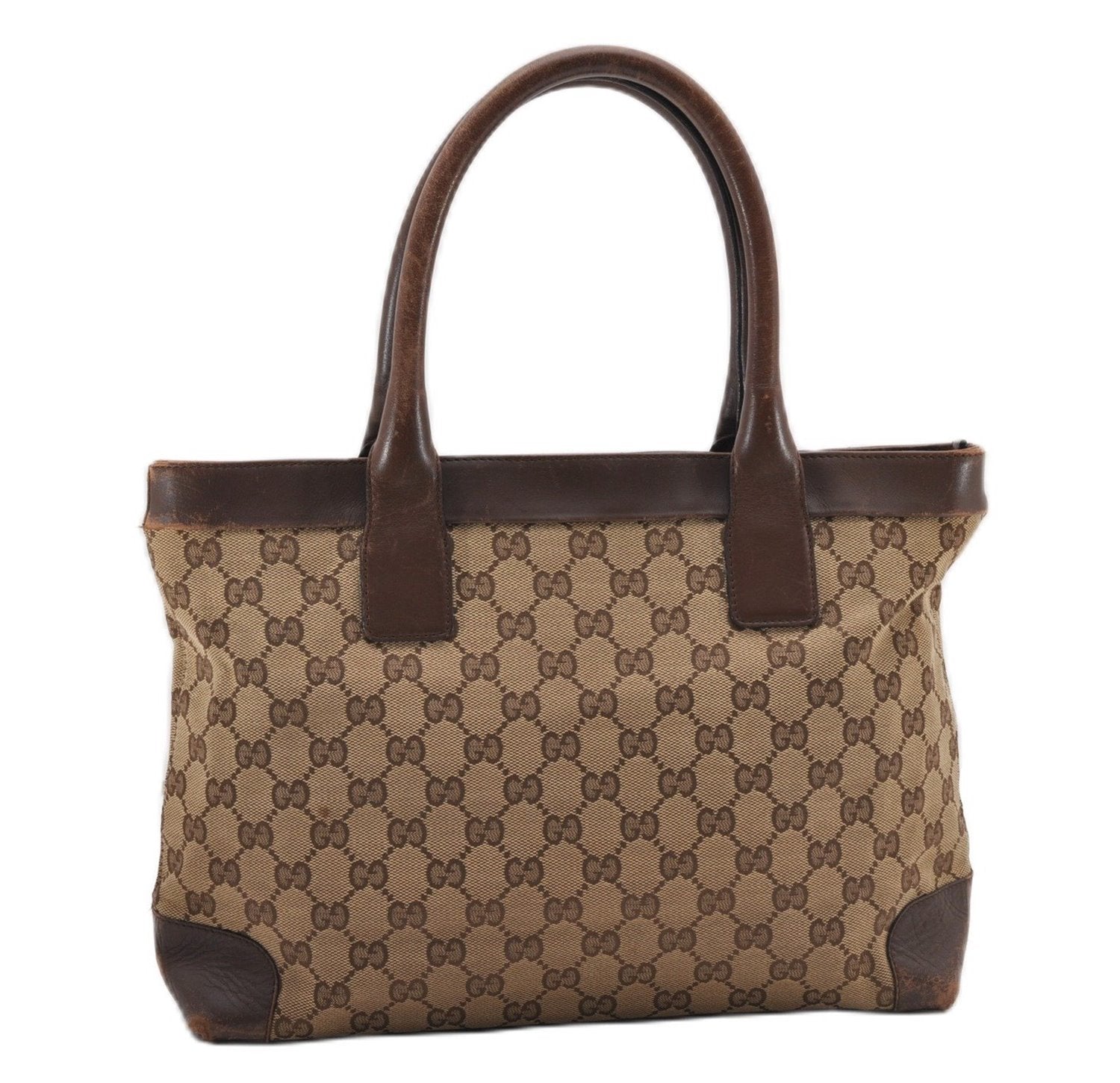 Authentic GUCCI Vintage Shoulder Tote Bag GG Canvas Leather 0021119 Brown 1942G