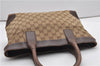 Authentic GUCCI Vintage Shoulder Tote Bag GG Canvas Leather 0021119 Brown 1942G