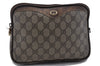 Authentic GUCCI 2Way Shoulder Hand Clutch Bag Purse GG PVC Leather Brown 1944D