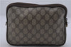 Authentic GUCCI 2Way Shoulder Hand Clutch Bag Purse GG PVC Leather Brown 1944D