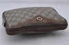 Authentic GUCCI 2Way Shoulder Hand Clutch Bag Purse GG PVC Leather Brown 1944D