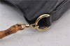 Authentic GUCCI Bamboo 2Way Shoulder Hand Bag Purse Leather 0011638 Black 1948D