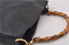 Authentic GUCCI Bamboo 2Way Shoulder Hand Bag Purse Leather 0011638 Black 1948D