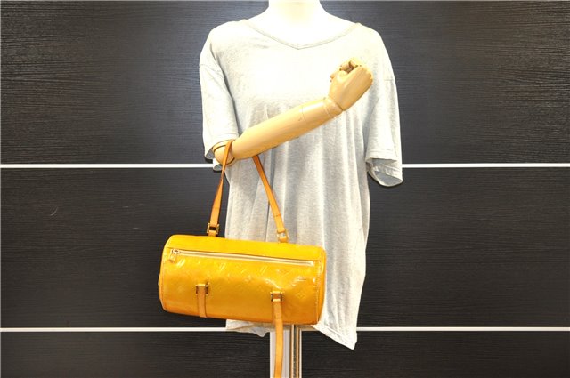 Authentic Louis Vuitton Vernis Bedford Hand Bag Yellow Beige M91006 Junk 1949G