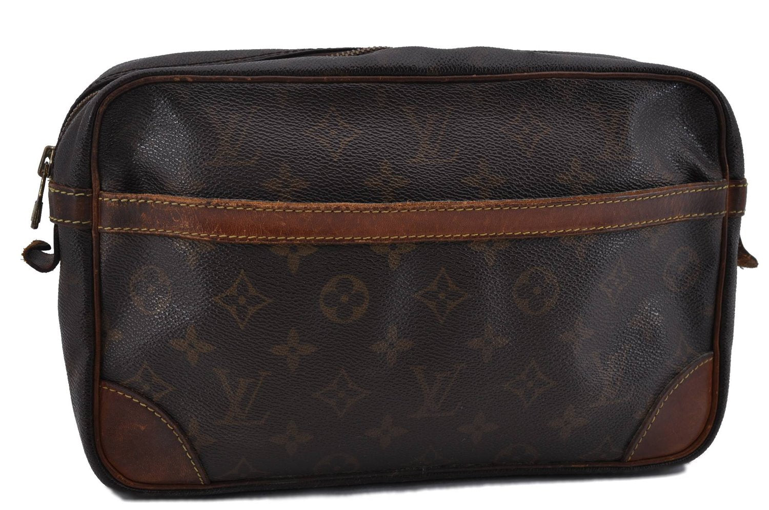 Authentic Louis Vuitton Monogram Compiegne 28 Clutch Hand Bag M51845 LV 1950D