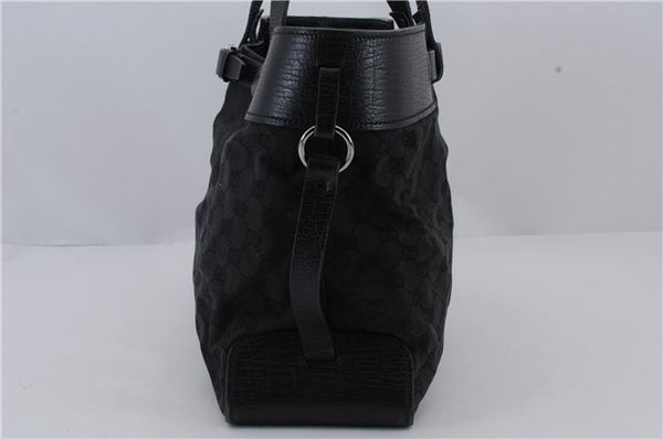Authentic GUCCI Vintage Tote Hand Bag GG Canvas Leather 106251 Black 1952D