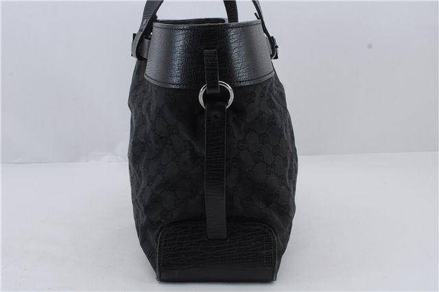 Authentic GUCCI Vintage Tote Hand Bag GG Canvas Leather 106251 Black 1952D