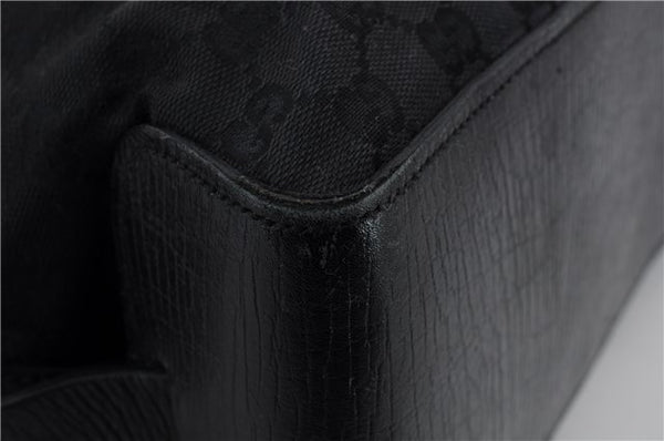 Authentic GUCCI Vintage Tote Hand Bag GG Canvas Leather 106251 Black 1952D