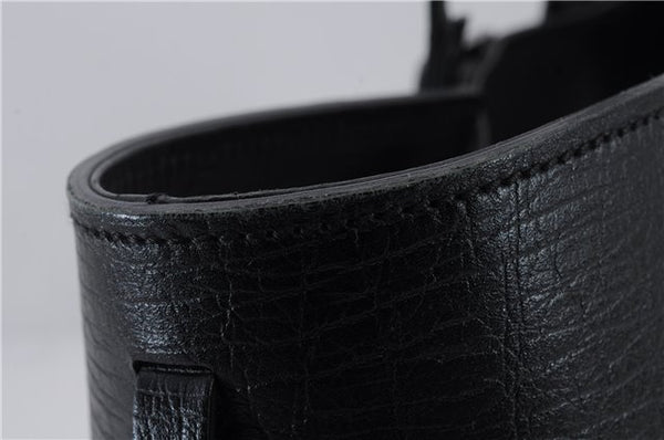 Authentic GUCCI Vintage Tote Hand Bag GG Canvas Leather 106251 Black 1952D