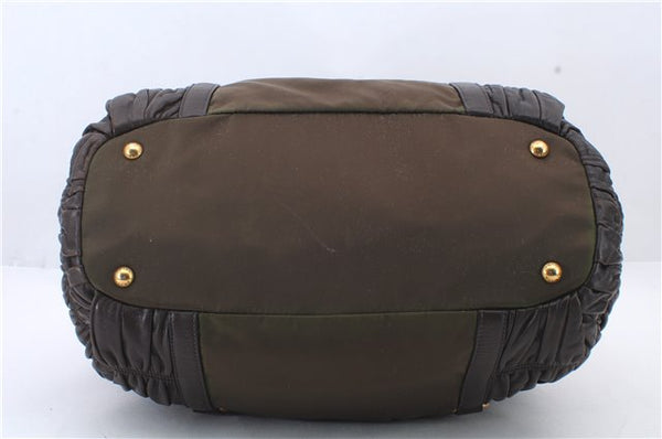 Authentic PRADA Nylon Leather 2Way Shoulder Hand Bag BN1793 Khaki Brown 1954D
