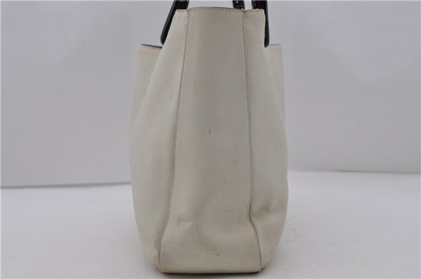 Authentic PRADA Plastic Leather Shoulder Tote Hand Bag Purse Ivory 1957D