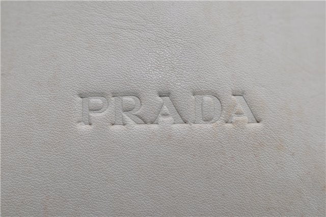 Authentic PRADA Plastic Leather Shoulder Tote Hand Bag Purse Ivory 1957D