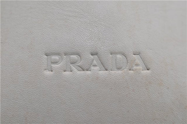 Authentic PRADA Plastic Leather Shoulder Tote Hand Bag Purse Ivory 1957D