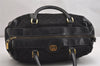 Authentic GUCCI Vintage Hand Boston Bag GG Canvas Leather Black 1957I