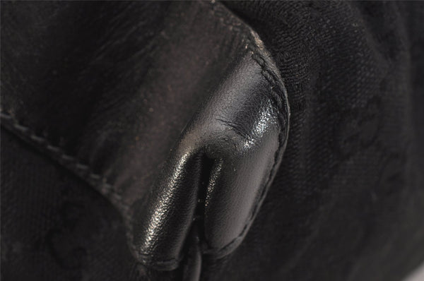 Authentic GUCCI Vintage Hand Boston Bag GG Canvas Leather Black 1957I