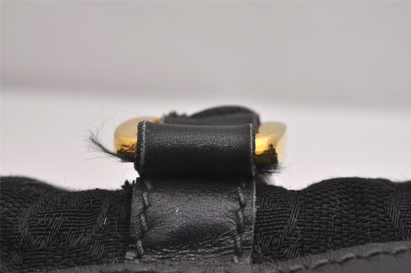 Authentic GUCCI Vintage Hand Boston Bag GG Canvas Leather Black 1957I