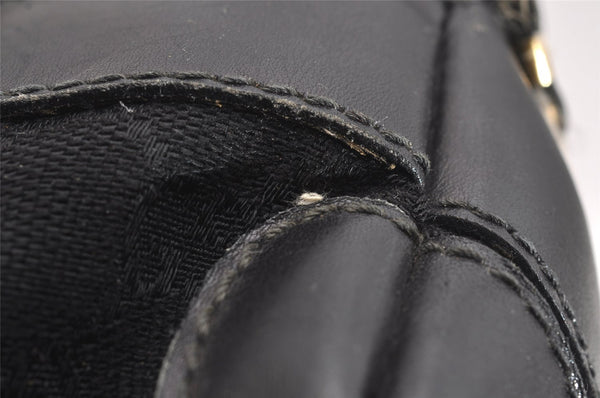 Authentic GUCCI Vintage Hand Boston Bag GG Canvas Leather Black 1957I