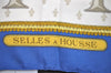 Authentic HERMES Carre 90 Scarf "SELLES A HOUSSE" Silk Blue 1958I