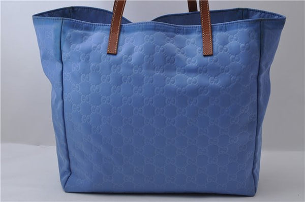 Authentic GUCCI Hand Tote Bag GG Nylon Leather 282439 Blue 1960D