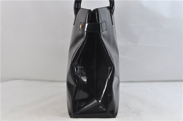 Authentic GUCCI Vintage Shoulder Tote Bag Enamel Black 1962D