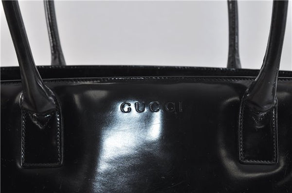 Authentic GUCCI Vintage Shoulder Tote Bag Enamel Black 1962D