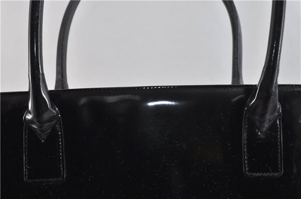 Authentic GUCCI Vintage Shoulder Tote Bag Enamel Black 1962D