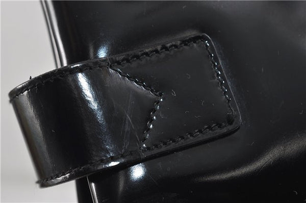 Authentic GUCCI Vintage Shoulder Tote Bag Enamel Black 1962D