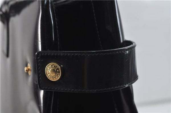 Authentic GUCCI Vintage Shoulder Tote Bag Enamel Black 1962D