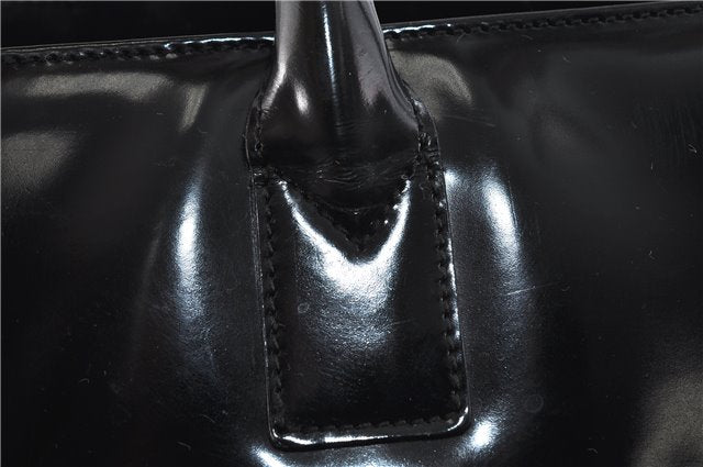 Authentic GUCCI Vintage Shoulder Tote Bag Enamel Black 1962D