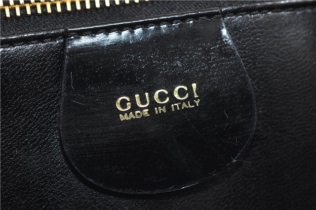 Authentic GUCCI Vintage Shoulder Tote Bag Enamel Black 1962D