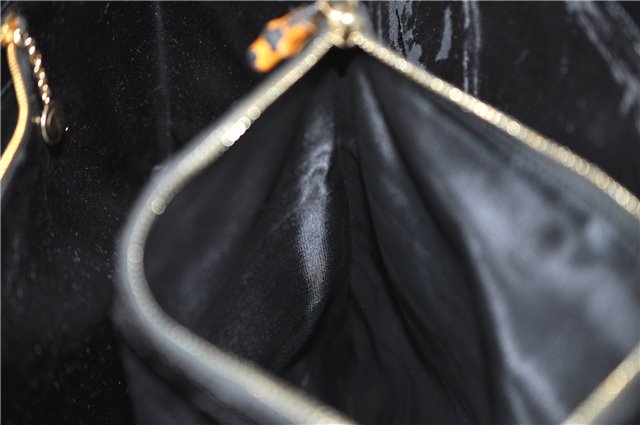 Authentic GUCCI Vintage Shoulder Tote Bag Enamel Black 1962D