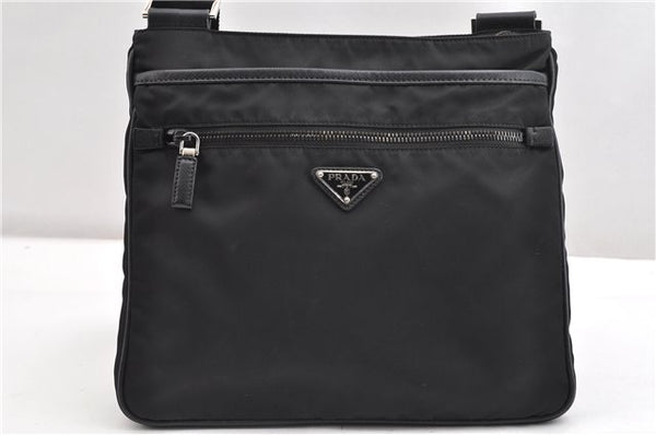 Authentic PRADA TESSUTO SAFFI Nylon Saffiano Leather Shoulder Bag Black 1962G