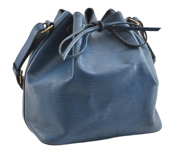 Authentic Louis Vuitton Epi Petit Noe Shoulder Drawstring Bag M44105 Blue 1964G