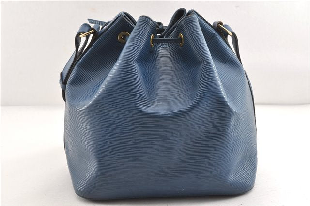 Authentic Louis Vuitton Epi Petit Noe Shoulder Drawstring Bag M44105 Blue 1964G