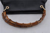 Authentic GUCCI Vintage Bamboo Shoulder Hand Bag Purse Leather Black 1965D