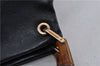 Authentic GUCCI Vintage Bamboo Shoulder Hand Bag Purse Leather Black 1965D