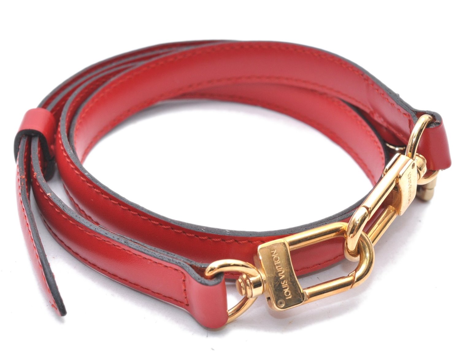 Authentic Louis Vuitton Leather Shoulder Strap Red 40.2-47.2