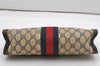 Authentic GUCCI Sherry Line Clutch Hand Bag Purse GG PVC Leather Navy Blue 1977G