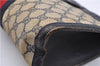 Authentic GUCCI Sherry Line Clutch Hand Bag Purse GG PVC Leather Navy Blue 1977G