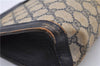 Authentic GUCCI Sherry Line Clutch Hand Bag Purse GG PVC Leather Navy Blue 1977G