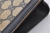 Authentic GUCCI Sherry Line Clutch Hand Bag Purse GG PVC Leather Navy Blue 1977G