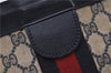 Authentic GUCCI Sherry Line Clutch Hand Bag Purse GG PVC Leather Navy Blue 1977G