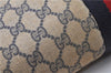 Authentic GUCCI Sherry Line Clutch Hand Bag Purse GG PVC Leather Navy Blue 1977G