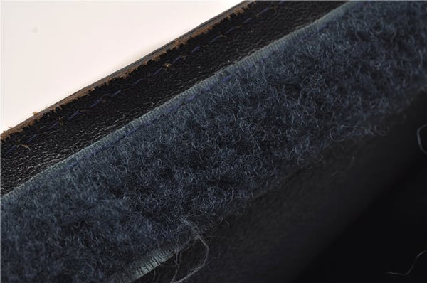Authentic GUCCI Sherry Line Clutch Hand Bag Purse GG PVC Leather Navy Blue 1977G