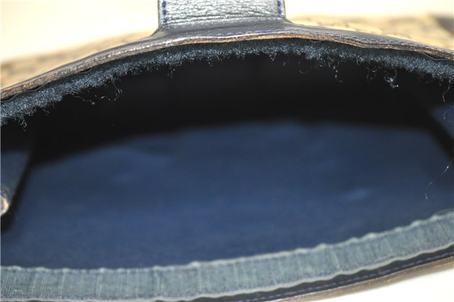 Authentic GUCCI Sherry Line Clutch Hand Bag Purse GG PVC Leather Navy Blue 1977G