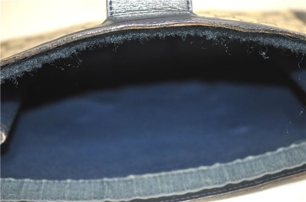 Authentic GUCCI Sherry Line Clutch Hand Bag Purse GG PVC Leather Navy Blue 1977G