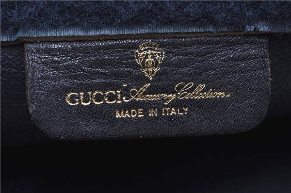 Authentic GUCCI Sherry Line Clutch Hand Bag Purse GG PVC Leather Navy Blue 1977G