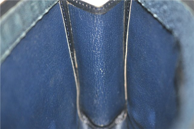 Authentic GUCCI Sherry Line Clutch Hand Bag Purse GG PVC Leather Navy Blue 1977G